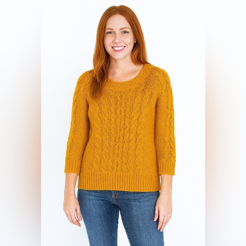 J. Crew Mustard Cable Knit Sweater